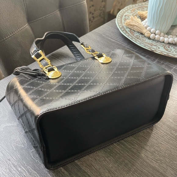 Gianni Versace Vintage Sunburst Greca Satchel 1990s w/ Medusa hardware - Picture 7 of 13